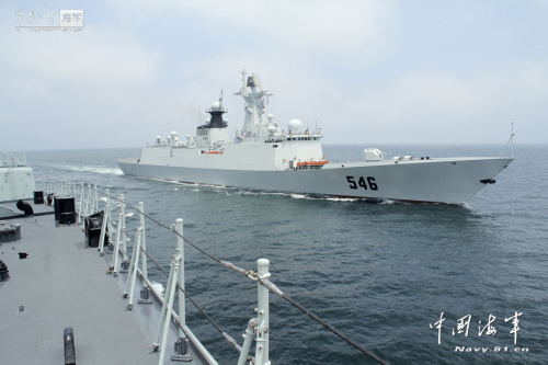 資料圖：北海艦隊鹽城號新型導(dǎo)彈護衛(wèi)艦。